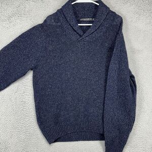Daniele Blasi Pullover Sweater Adult XL Navy Blue Shawl Neck Wool Blend Knit Men
